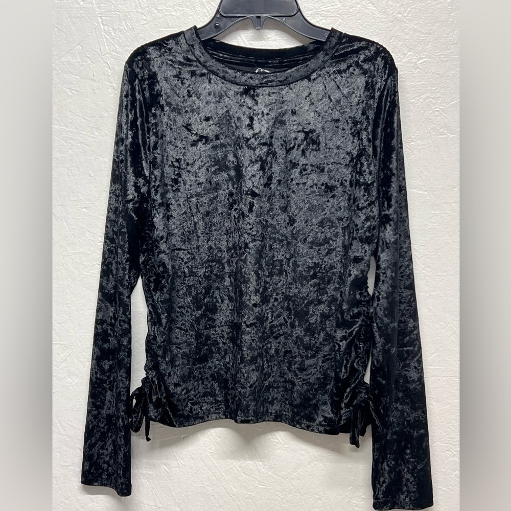 ART Class Girls' Side Cinch Long Sleeve Black T-Shirt Size XXL (18-20)